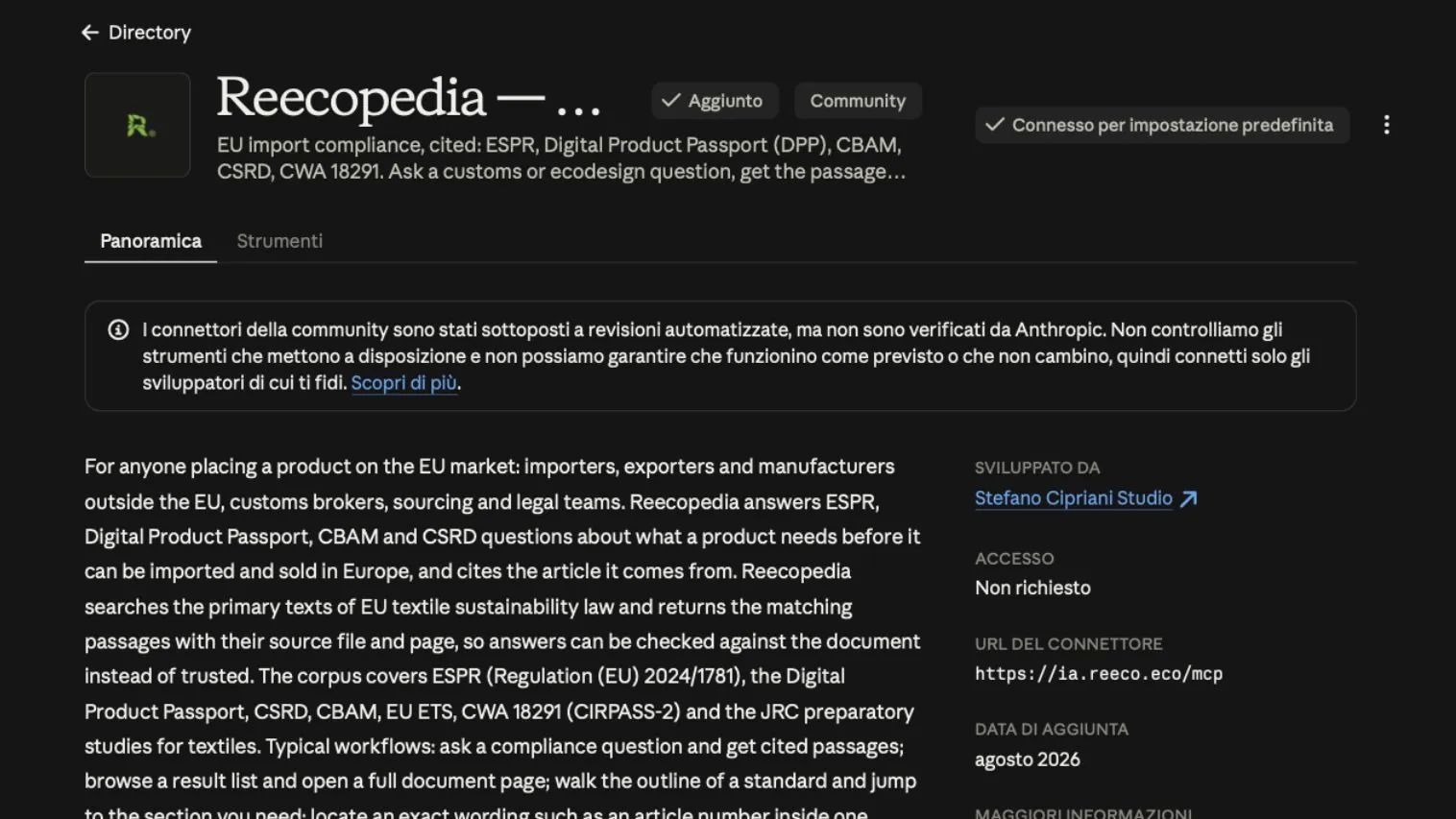Our tool Reecopedia is now also listed in the Anthropic directory